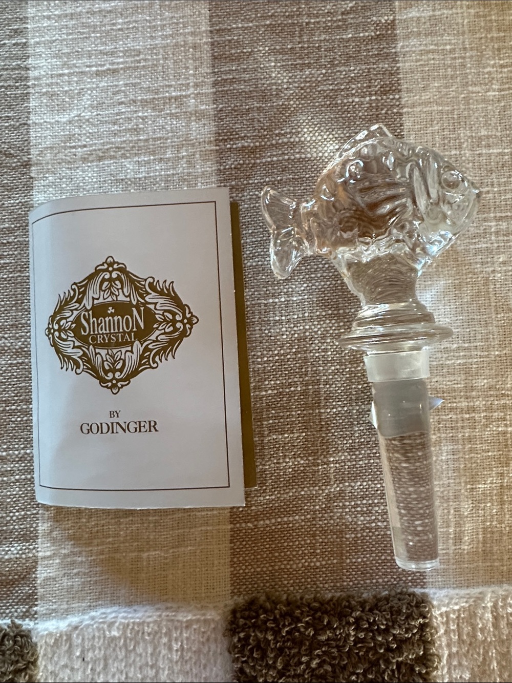 Godinger Clear Crystal Fish Bottle Stopper NWT